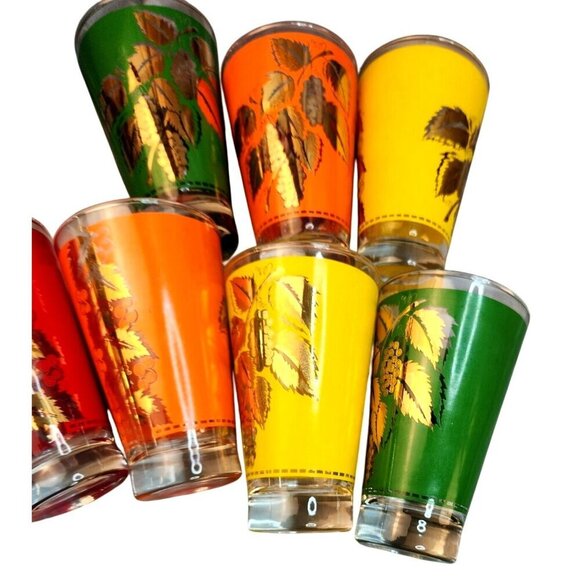 Vintage Libbey Grape Leaf Glasses Set of 7 | Gold Leaf Barware | 1950s–60s Multi - Picture 7 of 12